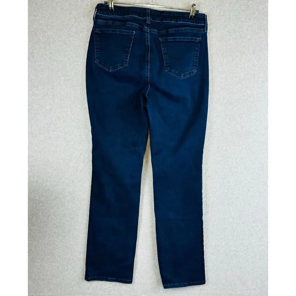 NYDJ Womans Sz 14 Plus Jeans Blue Marilyn Straight Lift Tuck‎ Stretch Denim